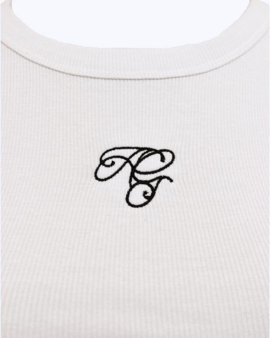 Logo Embroidered Ribbed Tank