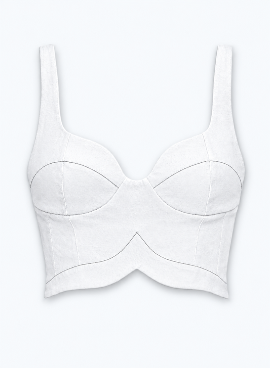 Siren Bustier in White Denim