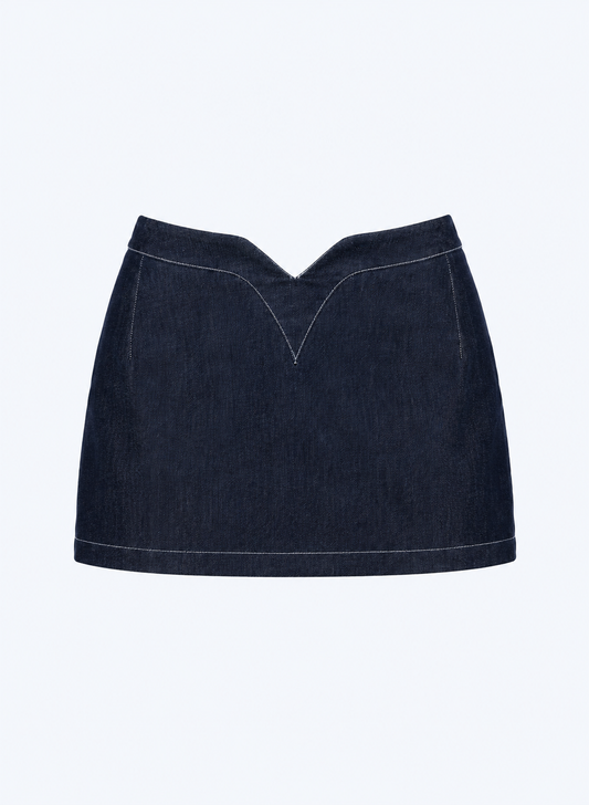 Siren Mini Skirt in Dark Denim
