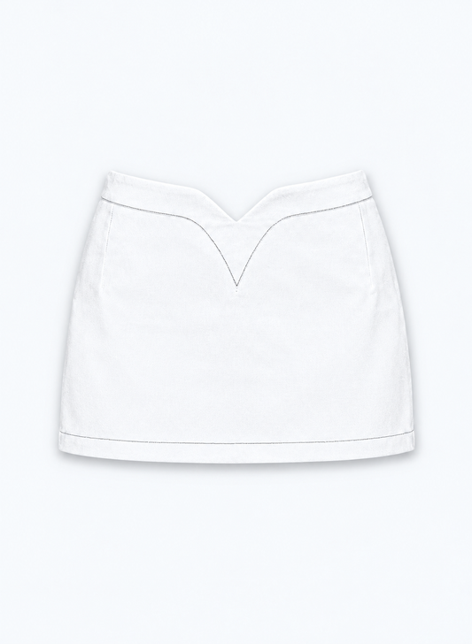 Siren Mini Skirt in White Denim